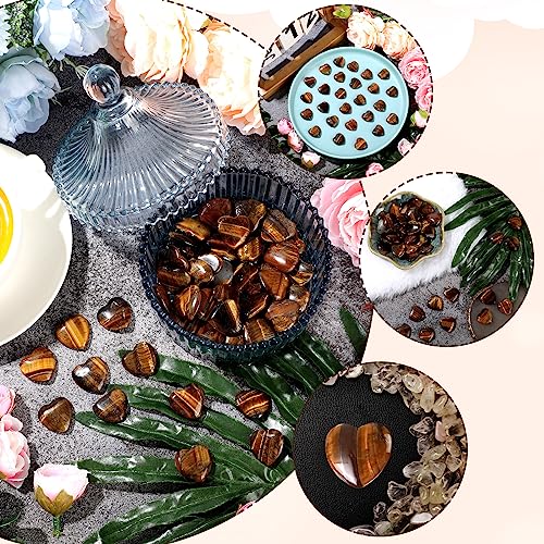 Gerrii 50 Pcs Heart Healing Stone Bulk Quartz Heart Inspirational Stones Gift for Women Love Pocket Polished Natural Energy Balancing Meditation 0.8 Inch(Amber) - color: Tigers Eye