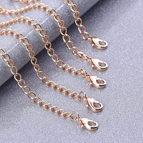 5 Pieces Necklace Extenders eBoot Chain Extenders Set for Necklace Bracelet DIY Jewelry Making (Rose Gold)