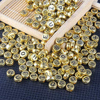 Letter Beads 1000pcs Acrylic Alphabet Letter Beads A-Z Letter for Jewelry Making (Gold) - color: gold