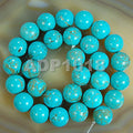 AD Beads Natural Gemstones 8mm Round Loose Beads 15'' ~ 16'' Pick Stone (Smooth Blue Turquoise) - color: Smooth Blue Turquoise