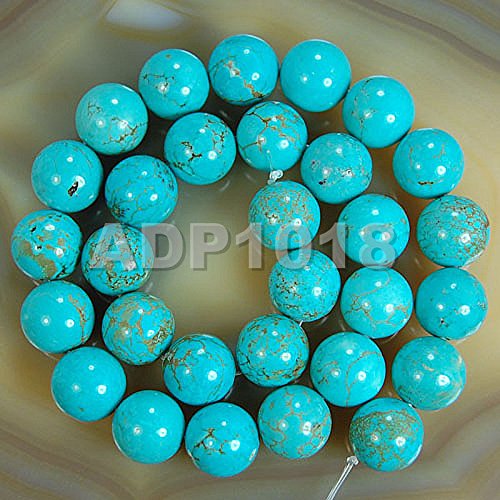 AD Beads Natural Gemstones 8mm Round Loose Beads 15'' ~ 16'' Pick Stone (Smooth Blue Turquoise) - color: Smooth Blue Turquoise