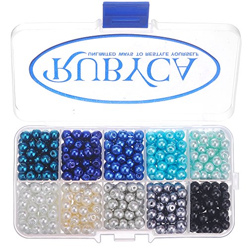 RUBYCA Czech Satin Luster Glass Pearl Round Beads for Jewelry Making, 8mm, Mix Colors, Organizer Box - color: Pearl Luster Mixed Colors #2, size: 8mm