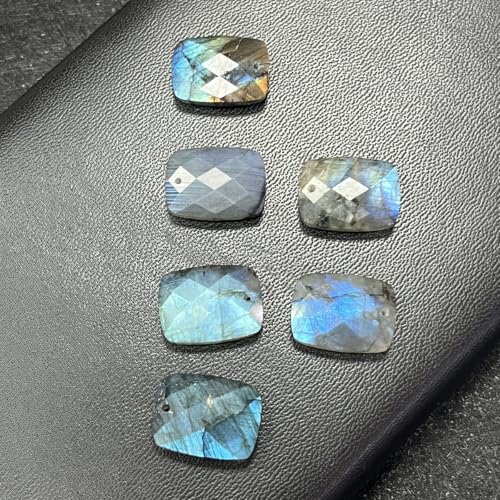 Natural Stone Pendants Faceted Flash Labradorite Stone Beads Flash Crystal Gemstone Charms for Jewelry Making Necklace Bracelet Gift - color: rectangle
