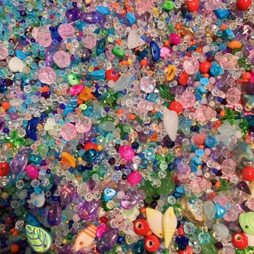 Assorted Beads for Jewelry Making, DlY Arts Crafts Decorative Colorful Crystal Glass Plastic Mixed Beads Different Shapes Assortment 2-22mm for Women Above 12 Years Old Half Pound - color: Color 1