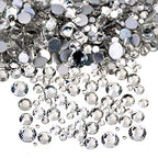 AD Beads 1440 Pieces Mixed Size No Hotfix Glue on Quality Glass Flatback Rhinestones Round Crystal Gems (01 Crystal) - color: Crystal 01