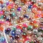 16mm Acrylic Beads 100pcs Ab Crackel Color Bead Loose Space Focal Beads for DIY Crafting Necklace Bracelet Jewelry Making Keychain (Dark Plum&Coffee) - color: dark plum&coffee