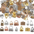 stino Metal Charms for Jewelry Making 100gram, Bulk Tibetan Silver & Gold Plated Trinkets for Earring Necklace Jewelry Making and Findings - color: Handbag Glod Silver