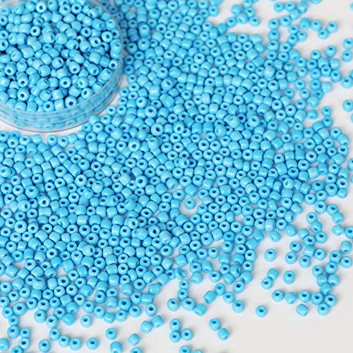 Bala&Fillic Opaque Light Blue Color 4mm Seed Beads About 1200pcs/100Grams in Bag, 6/0 Glass Craft Beads for Making Bracelet and Necklace (Light Blue) - color: Light Blue -4mm