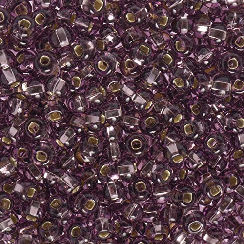 John Bead Czech Glass Seed Beads 6/0 Amethyst Silver Lined Beads for Jewelry Making Crafts, 23g Vial - color: Amethyst Silver Lined