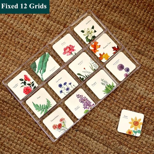 Fixed 12 Grids Clear Plastic Storage Box with Detached Lid, Transparent Organizer Case for Bead, Button, Jewelry, Sewing Kit, DIY Accessories, Dental Supplies, Small Parts