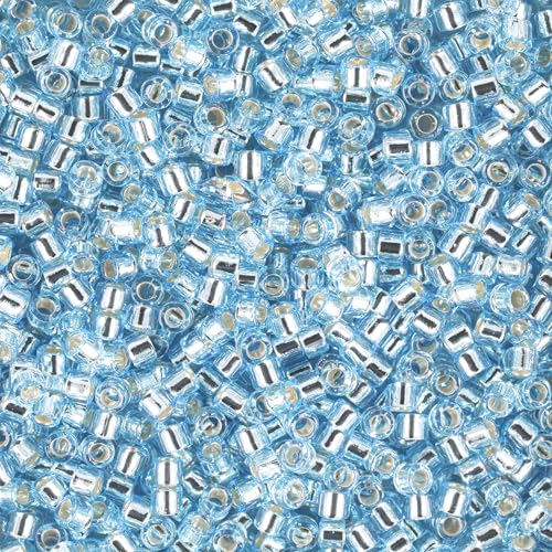 Miyuki Delica Seed Beads – Size 11/0 (1.6 mm), DB0044, Silver Lined Aqua, 7.2 g, Approx. 1440 Beads, Made in Japan - color: DB0044 - Silver Lined Aqua