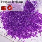 5000pcs Glass Seed Beads, 3mm 8/0 Small Individual Color Seed Beads Mini Pony Bulk for DIY Bracelet Necklaces Wrist Jewelry Making, Frosted Silver Purple - color: Frosted Silver Purple
