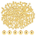 PH PandaHall 400pcs 4mm Smooth Gold Beads 18K Gold Plated Brass Beads Long-Lasting Round Spacer Bead Seamless Loose Ball Bead for Summer Hawaii Stackable Necklace Bracelet Earring Making - size: 4mm