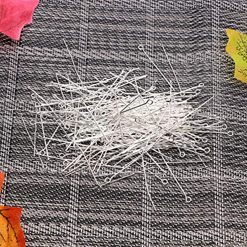 Shapenty 200PCS Mini Metal Wire Eyepins Beading Small Open Eye Head Pins Needles Bulk for DIY Craft Bead Earring Pendant Necklace Bracelet Jewelry Charm Finding Making (35mm/1.38inch, Silver) - color: Silver, size: 35 mm
