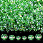 WILLBOND 600 Pcs Crystal Glass Beads for Jewelry Making Bulk Suncatcher Faceted Rondelle Loose Gemstone for Valentine's Day, Irish Holiday, Easter Bracelet DIY Crafts 8mm, 6mm, 4mm(Green) - color: Green