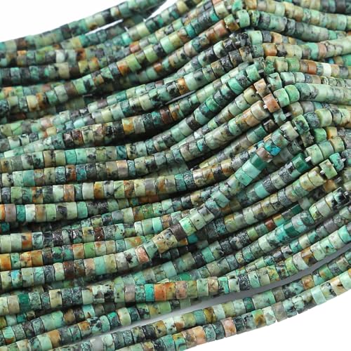 2x4MM 150PCS African Turquoise Tube Cylinder Rondelle Abacus Disk Spacer Loose Beads for Jewelry Making - color: African Turquoise, size: 2x4mm cylindrical