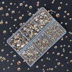 4000Pcs Mixed Size Hot Fix Round Crystals Gems Glass Stones Hotfix Flat Back Rhinestones (Light Champagne) - color: Light Champagne, size: 4000 Count (Pack of 1)