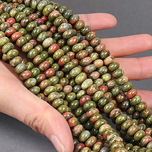 ICAI Beads 5x8mm Natural Stone Beads Rondelle Spacer Loose Beads for Jewelry Making DIY Crafts Design 1 Strand 15" APPR(Unakite, 5x8) - color: Kambaba Jasper, size: 5x8