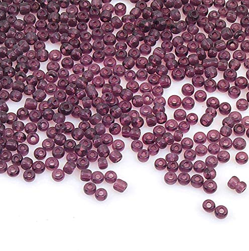 Perlin Glass Seed Beads 3mm 8/0 Round Mini Small Pony Beads 3300pcs for Making Earrings Bracelets Pendants Waist Jewelry DIY Handmade Transparent Color Kit (Amethyst) - color: Amethyst