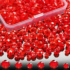 560 Pcs Faceted Rondelle Crystal Beads, Boxed, Spacer Beads for DIY Crafts, 4/6/8mm (Red) - color: Red
