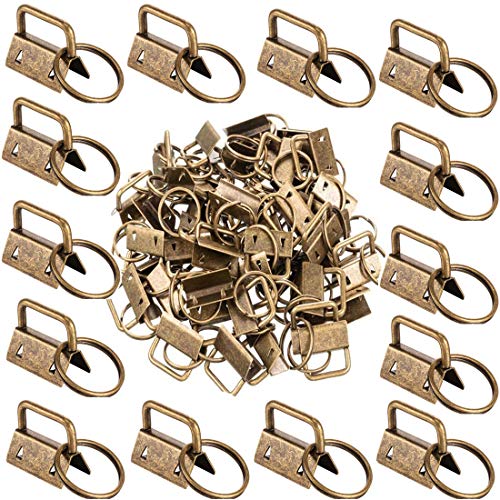 45Pcs 1 inch Bronze Key Fob Hardware Kits 1” Metal Gunmetal Keyfobs Hardware Bulk for Keychains Fob Wristlet Hardware with Key Ring for Lanyard - color: Bronze key fob hardware