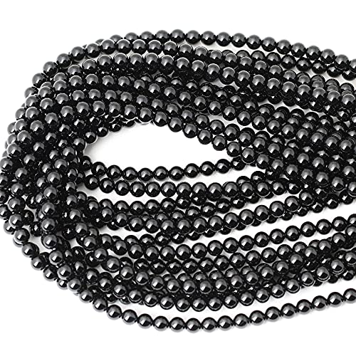 60PCS 6mm Black Smooth Polish Onyx Agate Gemstone Round Loose Beads for Jewelry Making 1 Strand 15" - color: Black Onyx, size: 6mm 60pcs