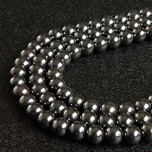 45pcs 8mm Black Hematite Beads Natural Gemstone Beads Round Loose Beads for Jewelry Making - color: Black Hematite, size: 8mm