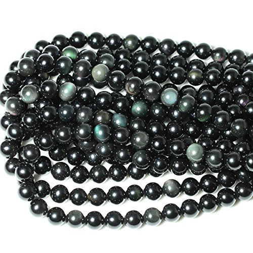 35PCS 10mm Natural Black Obsidian Gemstone Round Loose Beads Crystal Energy Stone Healing Power for DIY Jewelry Making 1 Strand 15" - color: Black Obsidian, size: 10mm