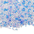 Iridescent Glass Tiny Bubble Beads, 0.4-3mm 20g No Hole Micro Mini Round Blue Water Droplets Beads - Applications: for Resin Filler, Nail Art, Dollhouse Bath Tub, 2-Pieces - color: Blue, size: φ0.4-3mm