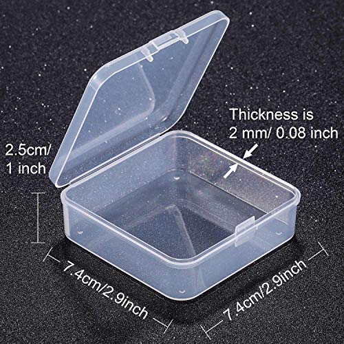 SATINIOR 12 Pack Clear Plastic Beads Storage Containers Box with Hinged Lid for Beads and More (2.9 x 2.9 x 1 Inch) - size: 2.9 x 2.9 x 1 Inch