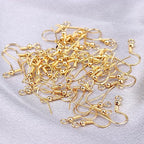 14K Gold Earring Hooks 50 PCS - Hypoallergenic Jewelry Making Supplies with Fish Hook, Ear Wires, Findings, and Hardware for DIY - color: Gold
