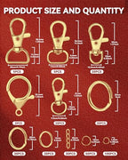 325PCS FIVEIZERO Keychain Making Kit - Keychain Clips with Key Ring, Lobster Claw Clasp, Swivel Snap Hook, Jumprings & Extender Chain for Crafts, DIY Projects & Purse Making Supplies (Gold) - color: gold