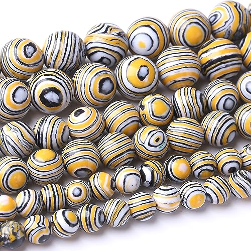 10MM Yellow Peacock Turquoise Round Loose Beads Natural Gem Beads Crystal Energy Stone Beads for Jewelry Making DIY Bracelet Necklace - color: Yellow Peacock Turquoise, size: 10MM