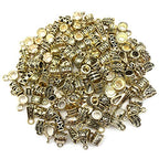 100g (About 125pcs) Antique Gold Bail Tube Spacer Bead Hanger Fit Charm European Bracelet Charms Pendant Bails for Jewelry Making and Crafting (M376) - color: Antique Gold