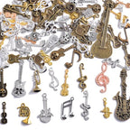 stino Metal Charms for Jewelry Making 100gram, Bulk Tibetan Silver & Gold Plated Trinkets for Earring Necklace Jewelry Making and Findings - color: Music Silver & Gold Bronze
