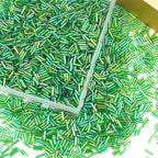 4000 Pcs Oil Slick Green Glass Bugle Beads, 2 x 7 mm Embroidery Beads, Small Long Tube Seed Beads for Embroidery Craft Jewelry Making - color: Oil Slick Green