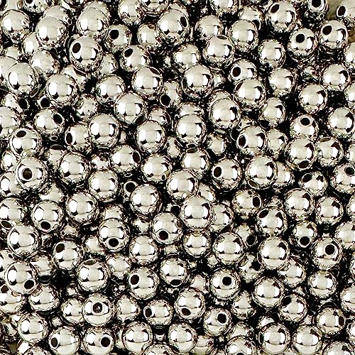 500 Round Silver Acrylic Beads 8mm Diameter with 2mm Hole - color: Silver, size: 8mm