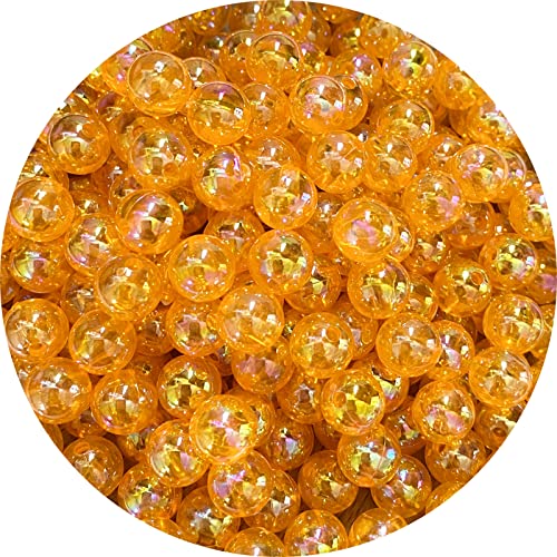 400pcs 8mm Acrylic Round Bubble Beads AB Colorful Plastic Loose Spacer Beads for DIY Craft Making Necklace Bracelet Earring Ornament(Orange AB) - color: Orange AB, size: 8mm
