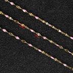 UMAOKANG 16.4ft Chains for Jewelry Making Stainless Steel Jewelry Making Supplies Pink Enamel Chain Roll with Jump Rings and Lobster Clasps - color: Gold-Pink