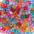 MIIIM 1000PCS 6x9mm Pony Beads Bulk, Glitter Kandi Beads for Bracelets Making Kit, Hair Braids Crafts for Jewelry Making (Glitter Mixed) - color: Glitter Mixed
