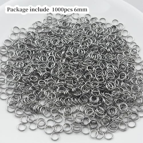1000pcs 6mm Stainless Steel Jump Rings Connector O Rings Accessories for Bracelet Necklace Earrings Lanyard Keychain DIY Craft Jewelry Making Supplies - size: 6mm