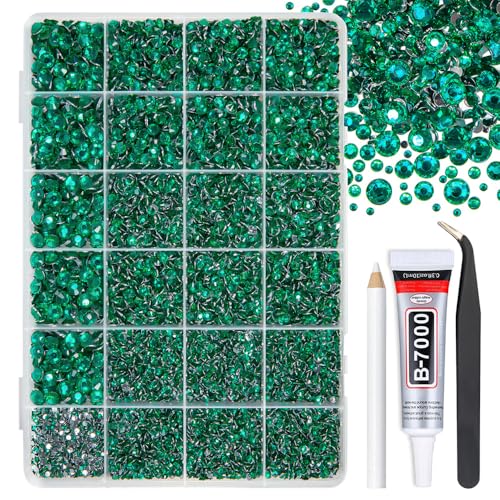 qiipii 2mm- 6mm Jade Green Crystal Resin Rhinestones w B7000 Jewelry Glue for Bedazzling Crafting Flatback Stones Diamonds Crystals Gems Charms for Nails Face Eyes Makeup Tumblers Bottles Crafts Shoes - color: Aqua/Jade Green, size: Crystal