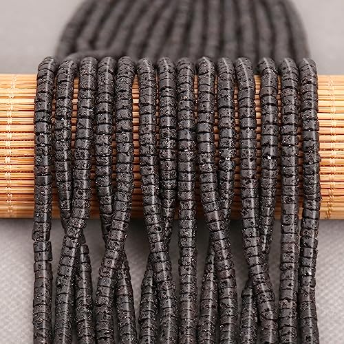 BONNY BOXX 150PCs Natural Lava Stone Spacer Beads, Loose Semi Precious Flat Round Gemstone Heishi Disc Stone Beads for Beading Jewelry Making 4mm*2mm - color: Lava Stone, size: 4MM*2MM