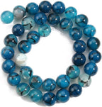 45pcs 8mm Blue Dragon Vein Agate Beads Natural Gemstone Beads Round Loose Beads for Jewelry Making - color: Blue Dragon Vein Agate, size: 8mm