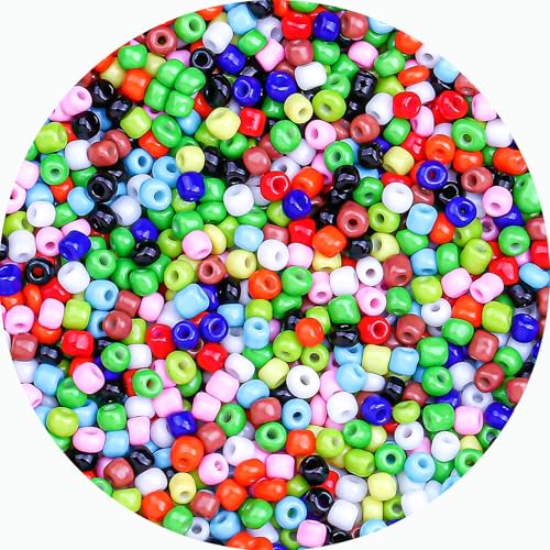 8/0 Glass Seed Beads Bulk, Multicolored 3mm Tiny Round Craft Seed Bead, Small Mini Pony Beads for Jewelry Making Bracelet Necklace Wrist Beading Weaving Supplies, 2500pcs - color: Multicolored