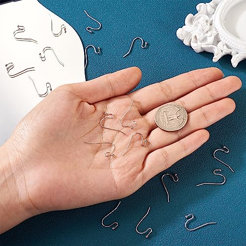 Pandahall 300pcs Stainless Steel Earring Hooks Surgical Hook Earwire with Ball End Fish Ear Wire for Jewelry Making 22x12x2mm