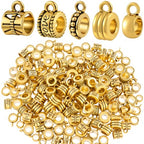 Joez Wonderful Links Bail Beads, Hypoallergenic Alloy Column Spacer Beads - color: Style A, 100 Gold