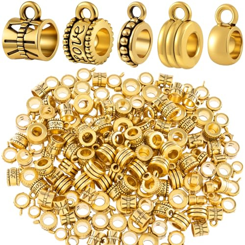 Joez Wonderful Links Bail Beads, Hypoallergenic Alloy Column Spacer Beads - color: Style A, 100 Gold