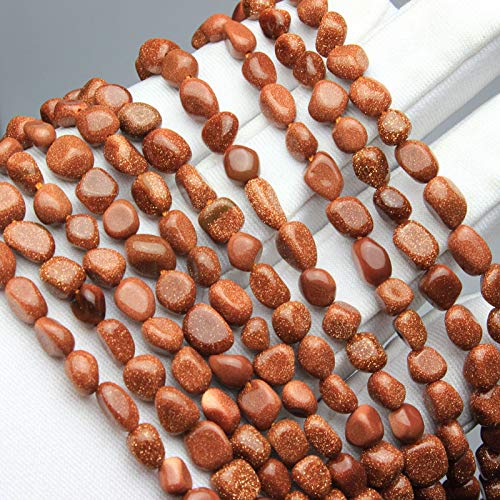 MJDCB Natural Irregular Shape Stone Beads 6-8mm Gold Sand Stone Gemstone Energy Cured for Jewelry Making Necklaces - color: Gold Sand Stone
