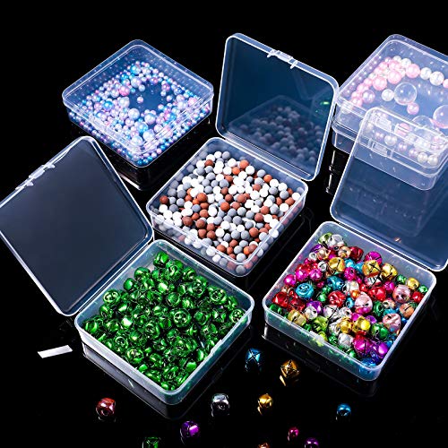 Jetec 6 Pieces Mini Plastic Clear Beads Storage Containers Box for Collecting Small Items, Beads, Jewelry, Business Cards, Game Pieces, Crafts (3.7 x 3.7 x 1.2 Inch) - size: 3.7 x 3.7 x 1.2 Inch